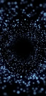 Mesmerizing dark blue galaxy swirl wallpaper with dots.