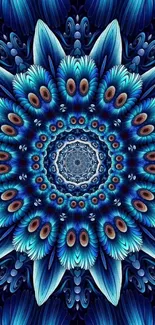 Blue mandala mobile wallpaper with intricate patterns.