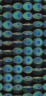 Hypnotic circular patterns in blue and green hues on a mobile wallpaper.