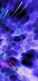 Vivid cosmic swirl in shades of violet and blue for mobile wallpaper.