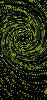 Hypnotic lime green spiral pattern wallpaper for mobile screen.