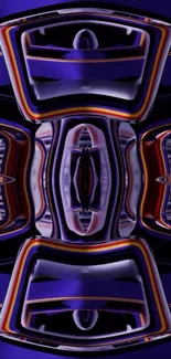 Abstract purple and orange symmetrical reflective design.