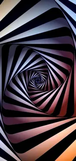 Hypnotic black and pink spiral pattern wallpaper.