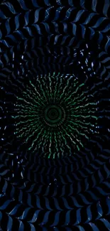 Dark spiral mobile wallpaper with green center pattern.