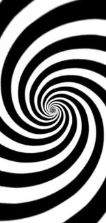 Hypnotic black and white spiral wallpaper design.