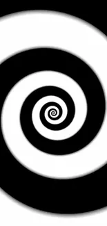 Black and white spiral design wallpaper with hypnotic effect.