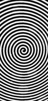 Hypnotic black and white spiral wallpaper for mobile background.