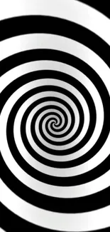 Black and white hypnotic spiral wallpaper for mobile screen.