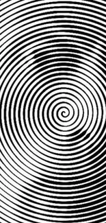 Hypnotic black and white spiral wallpaper for mobile phone.