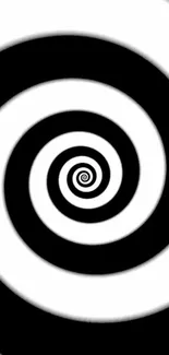 Hypnotic black and white spiral wallpaper for mobile devices.