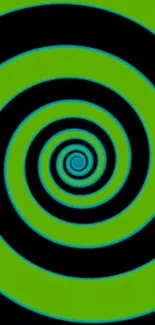 Hypnotic green and black spiral design for mobile wallpaper.