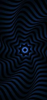 Dark blue hypnotic wave wallpaper for mobile devices.