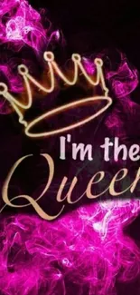 I'm the Queen pink crown wallpaper with smoke effect.