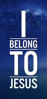 Starry night sky with 'I Belong to Jesus' text.