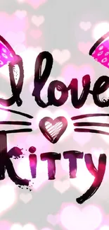 I Love Kitty text with cat ears on a gray background