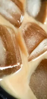 Chilled coffee with ice cubes in a soothing brown tone.