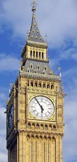 Stunning wallpaper of iconic clock tower against a clear blue sky.