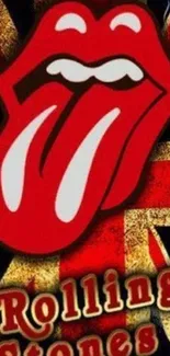 Iconic lips and flag mobile wallpaper design.