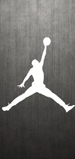 Gray textured wallpaper featuring a white silhouette of a basketball figure.