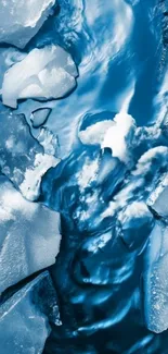 Icy blue abstract ice pattern wallpaper.