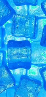 Cool blue ice cube mobile wallpaper.