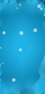 Icy blue wallpaper with snowflakes.