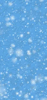 Icy blue wallpaper with snowflake patterns.