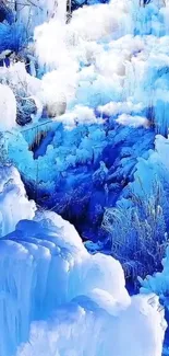 Beautiful icy blue winter scene wallpaper.