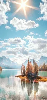 Scenic lake and sky landscape wallpaper.