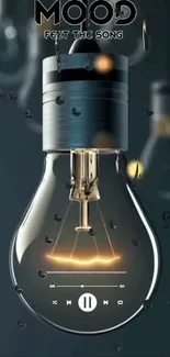 Glowing bulb with music controls wallpaper.