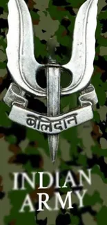 Indian Army emblem with camouflage background