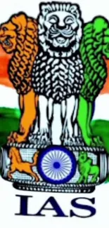 Indian emblem with tricolor background wallpaper.