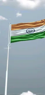 Indian flag waving in a clear sky