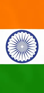 Indian flag mobile wallpaper with tricolor stripes and Ashoka Chakra.