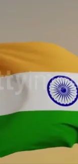 Indian flag waving with tricolor and Ashoka Chakra.