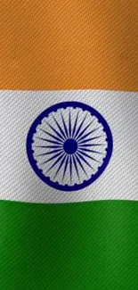 Indian flag with Ashoka Chakra on a mobile wallpaper.