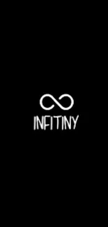 Black wallpaper with a white infinity symbol centered.