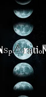 Inspiration theme wallpaper with moon phases on dark background.