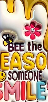 Bee-themed motivational quote with vibrant colors and art.