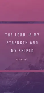 Inspirational wallpaper with Psalm 28:7 in purple.