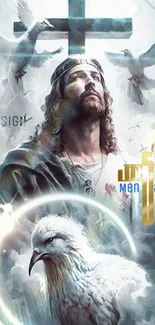 Inspirational divine art wallpaper with a spiritual theme.