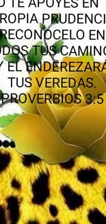 Inspirational wallpaper with Bible verse and yellow rose.