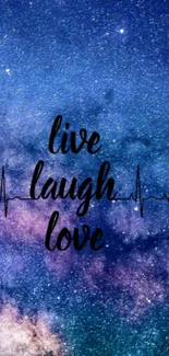 Live Laugh Love galaxy-themed wallpaper with stars.