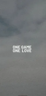 Grey smartphone wallpaper with the quote 'One Game, One Love' in white text.