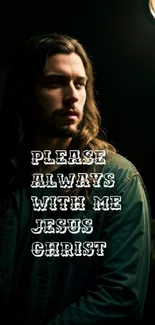 Inspirational wallpaper with Jesus Christ quote.