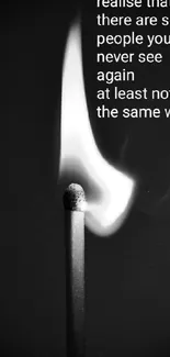 Black and white matchstick with inspirational text.