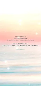 Pastel beach mobile wallpaper with inspirational quote.