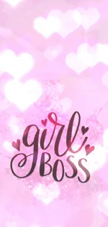 Pink girl boss wallpaper with glitter design.