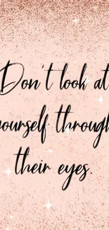 Pink glitter background with empowering quote.