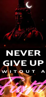 Red-themed Shiva wallpaper with motivational quote.